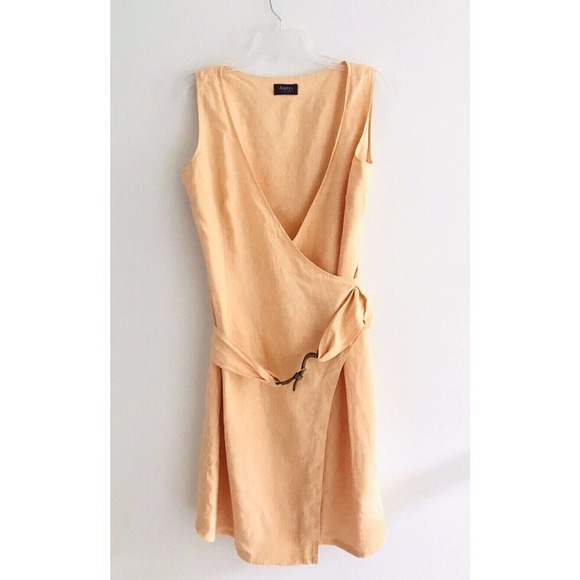 Asprey London | Linen Wrap Dress Womens Size US 10 Orange Sleeveless - Picture 1 of 12